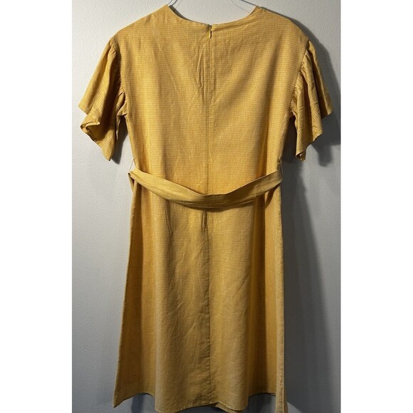 Cremieux Womens Yellow Gold Linen Blend Short Sleeve Summer Dress Size 2 - Picture 3 of 13
